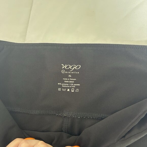 Vogo Athletica Womens XL Cropped Leggings Stretch Active Gym Workout Black Pink - Picture 3 of 6